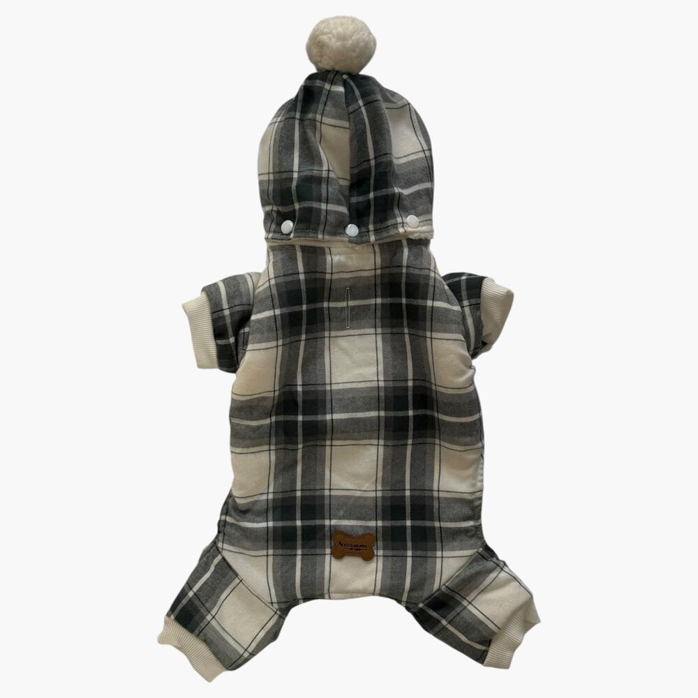 Koolaburra By UGG Black & White Plaid Hooded Fleece Lined Pet Snow Suit Sz Small